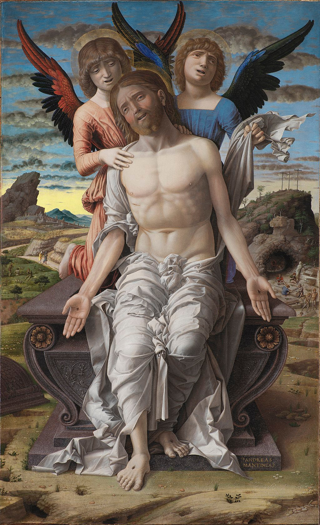 El Cristo muerto sostenido por dos ángeles - Andrea Mantegna