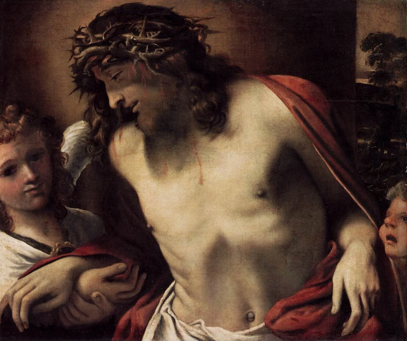 El Cristo con la corona de espinas, sostenido por ángeles - Annibale Carracci