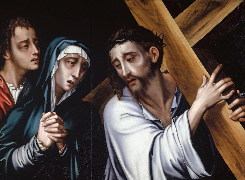 El Cristo llevando la cruz con la Virgen y san Juan - Luis de Morales