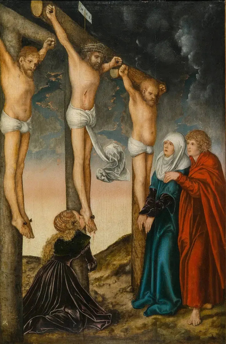 El Cristo en la cruz entre los dos ladrones - Lucas Cranach el Viejo