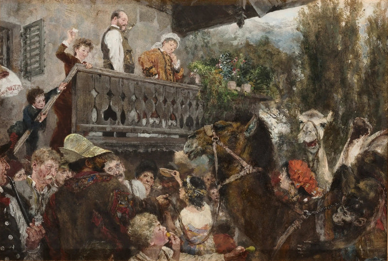 El circo ambulante (Los camelleros en Partenkirchen) - Adolph von Menzel