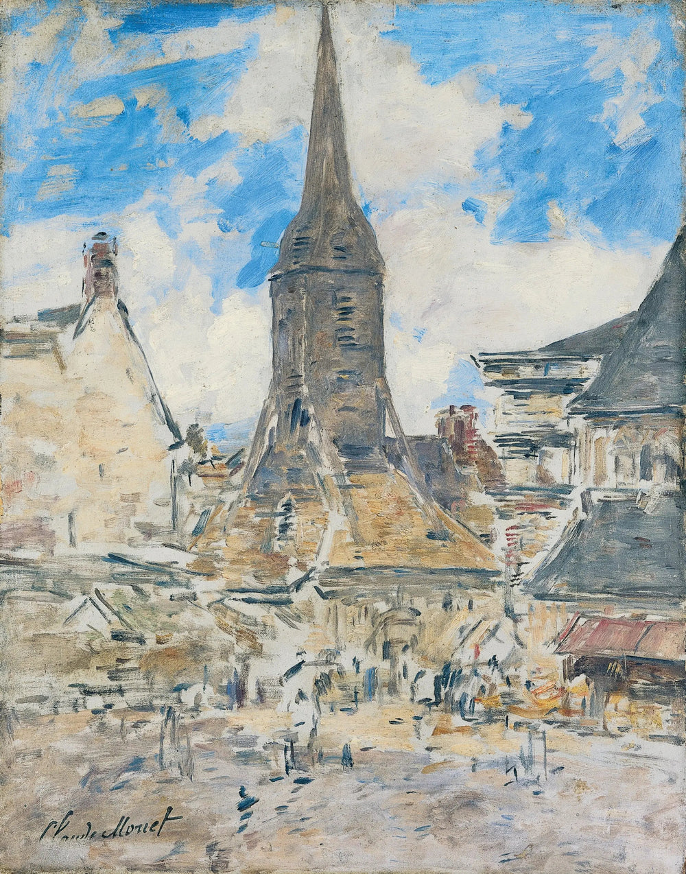 Le Clocher de Sainte-Catherine, Honfleur - Eugène Boudin image 1 copie de tableau peinte à la main