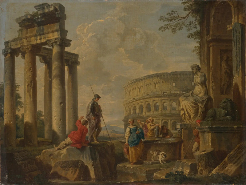 El Coliseo entre las ruinas romanas - Giovanni Paolo Panini