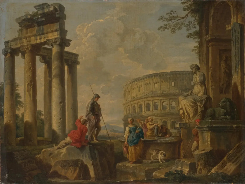 El Coliseo entre las ruinas romanas - Giovanni Paolo Panini