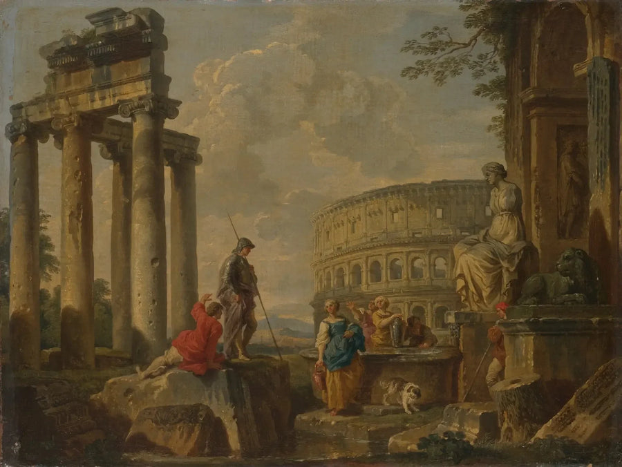 El Coliseo entre las ruinas romanas - Giovanni Paolo Panini