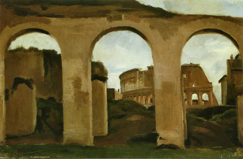 El Coliseo, visto a través de los arcos de la Basílica de Constantino - Jean-Baptiste Camille Corot