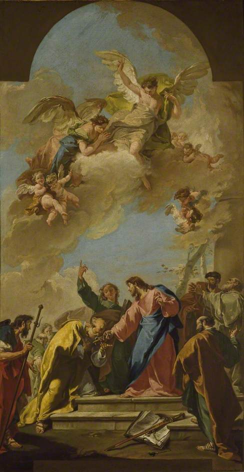 Le commandement du Christ à saint Pierre - Giovanni Battista Pittoni image 1 tableau peint à l’huile sur toile