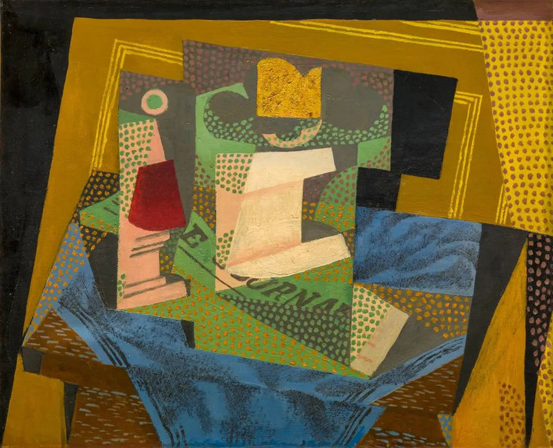 La fuente de frutas sobre la alfombra azul - Juan Gris