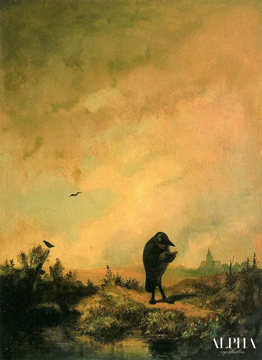 Le Corbeau - Carl Spitzweg - Reproductions de tableaux et peintures haut de gamme