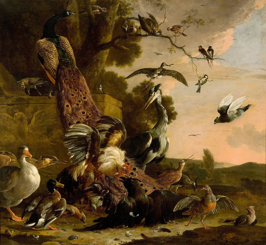 El cuervo despojado de su falso plumaje - Melchior de Hondecoeter