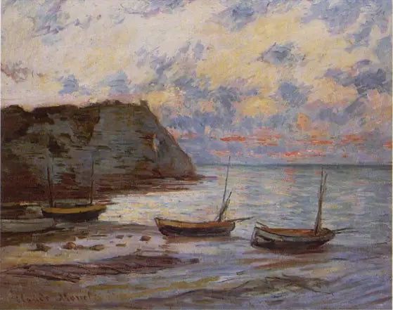 La puesta de sol en Etretat - Claude Monet