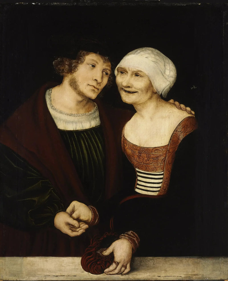 La pareja mal emparejada: Joven y mujer mayor - Lucas Cranach el Viejo