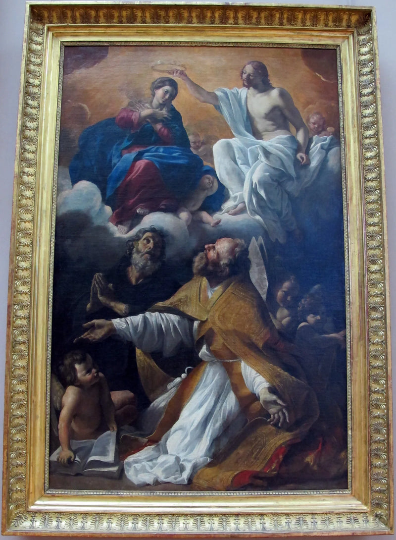 La Coronación de la Virgen con san Agustín y san Guillermo de Aquitania - Giovanni Lanfranco