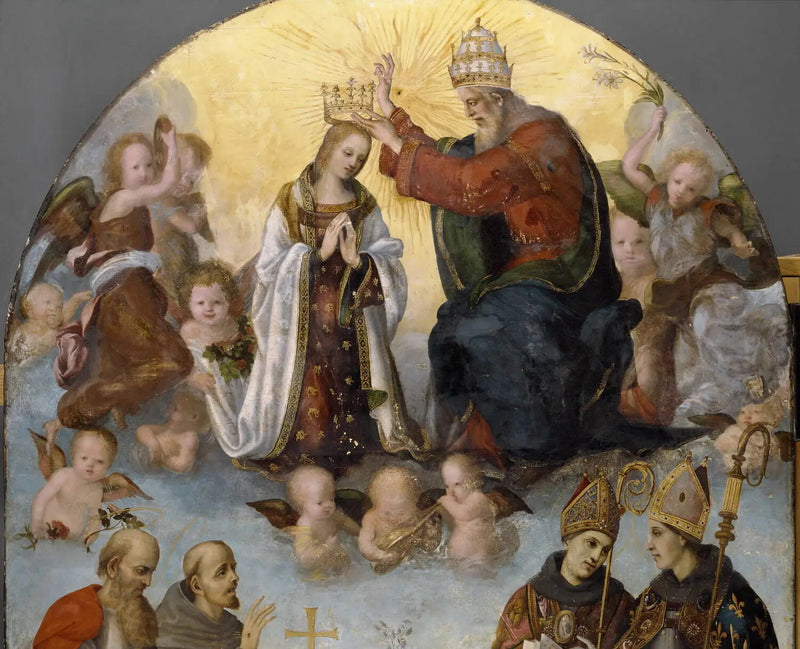 La coronación de la Virgen con san Jerónimo, san Francisco de Asís, san Bonaventura y san Luis de Toulouse - Filippino Lippi