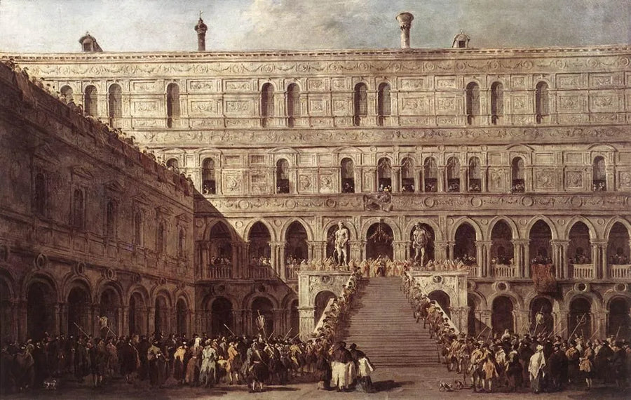 La coronación del dux de Venecia en la escalinata de los Gigantes en el palacio ducal de Venecia - Francesco Guardi