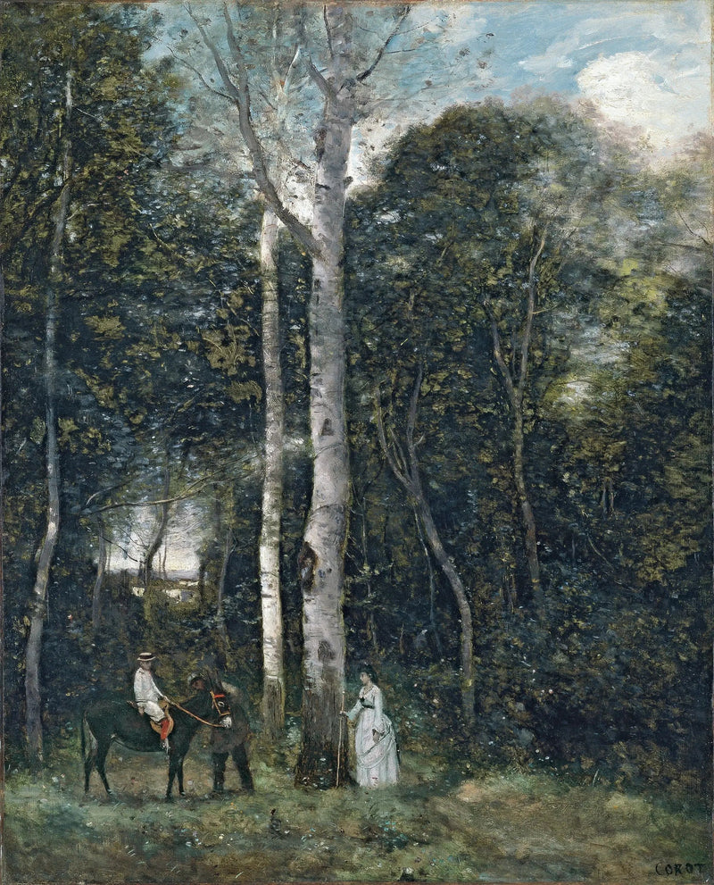 La partida para el paseo de los leones, en Port-Marly - Jean-Baptiste Camille Corot