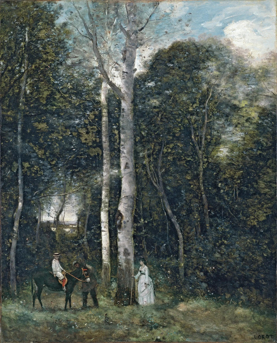 La partida para el paseo de los leones, en Port-Marly - Jean-Baptiste Camille Corot