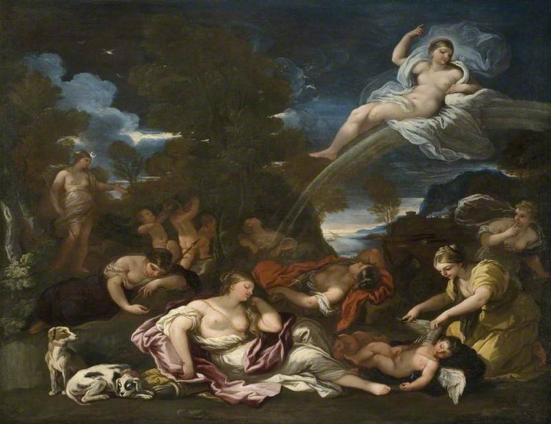 La desarme de Cupido, una alegoría de la castidad - Luca Giordano