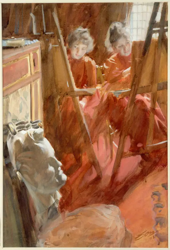 El dibujo de las chicas Schwartz - Anders Zorn