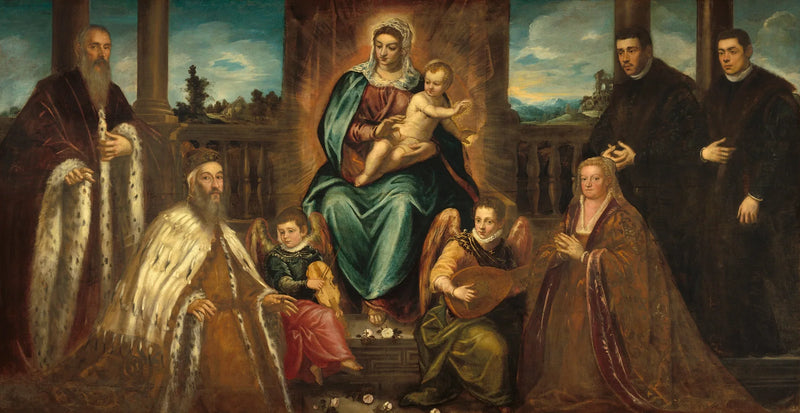 El dogo Alvise Mocenigo y su familia frente a la Virgen con el Niño - Jacopo Tintoretto