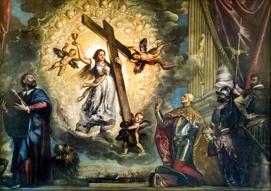 El dogo Antonio Grimani de rodillas ante la fe - Tiziano