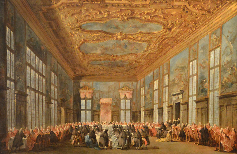 El doge de Venecia ofrece almuerzo a los embajadores - Francesco Guardi