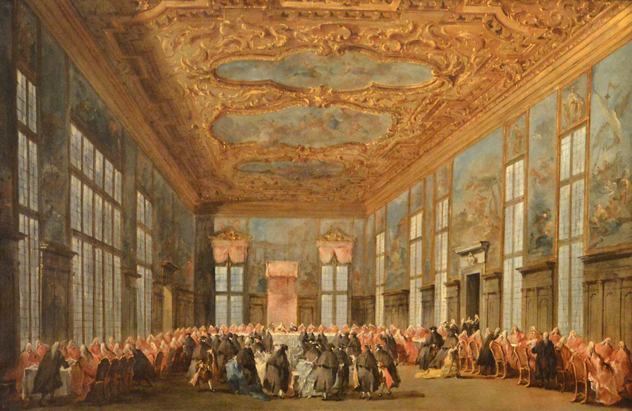 El doge de Venecia ofrece almuerzo a los embajadores - Francesco Guardi