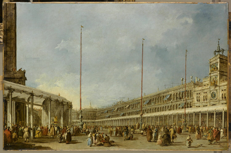 El doge de Venecia sigue la procesión del Corpus Christi en la plaza de San Marcos - Francesco Guardi