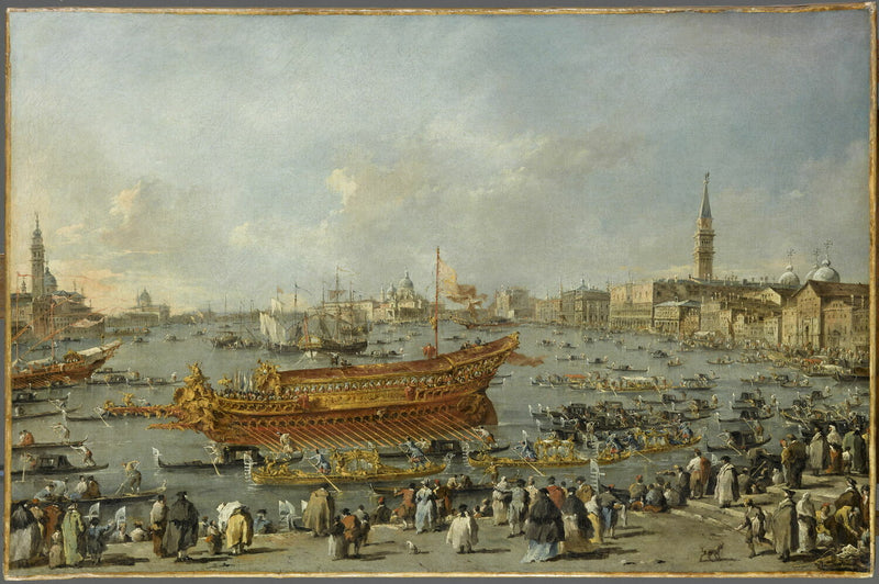 El Doge de Venecia en el Bucentaure cerca del Riva di Sant'Elena - Francesco Guardi