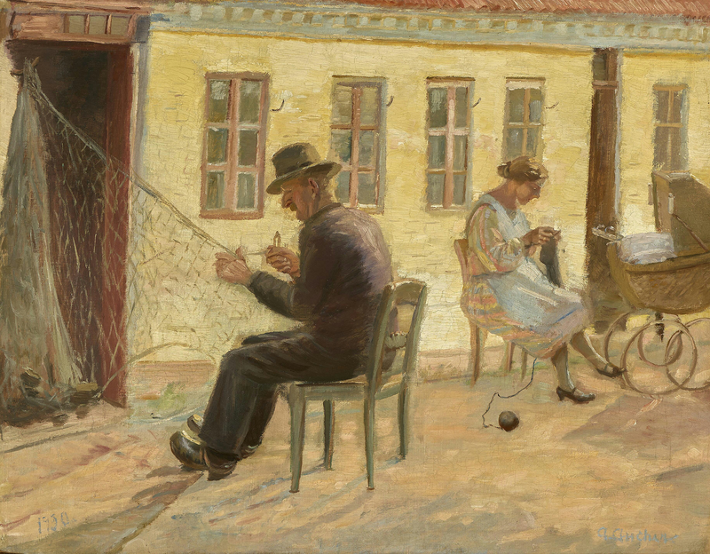 La red está siendo reparada. - Anna Ancher