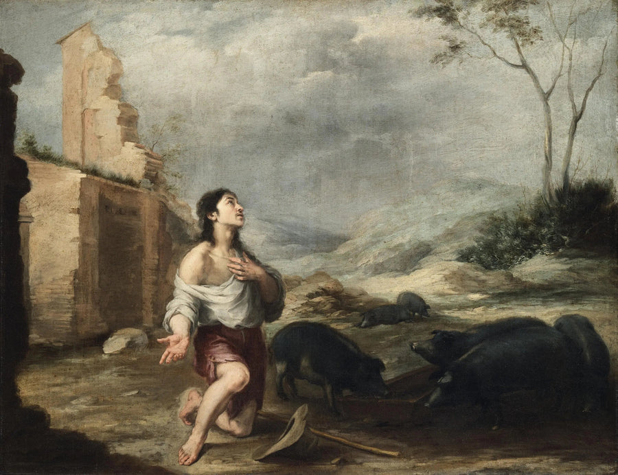 El hijo pródigo alimentando a los cerdos - Bartolomé Esteban Murillo