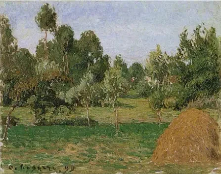 El fondo del prado en Eragny, con un montón de heno a la derecha - Camille Pissarro