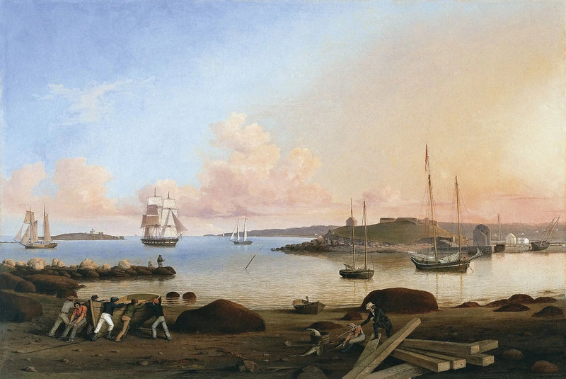 El fuerte y la isla Ten Pound, Gloucester, Massachusetts - Fitz Henry Lane