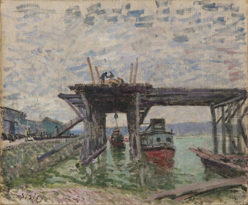 El garaje de los botes-mouche - Alfred Sisley