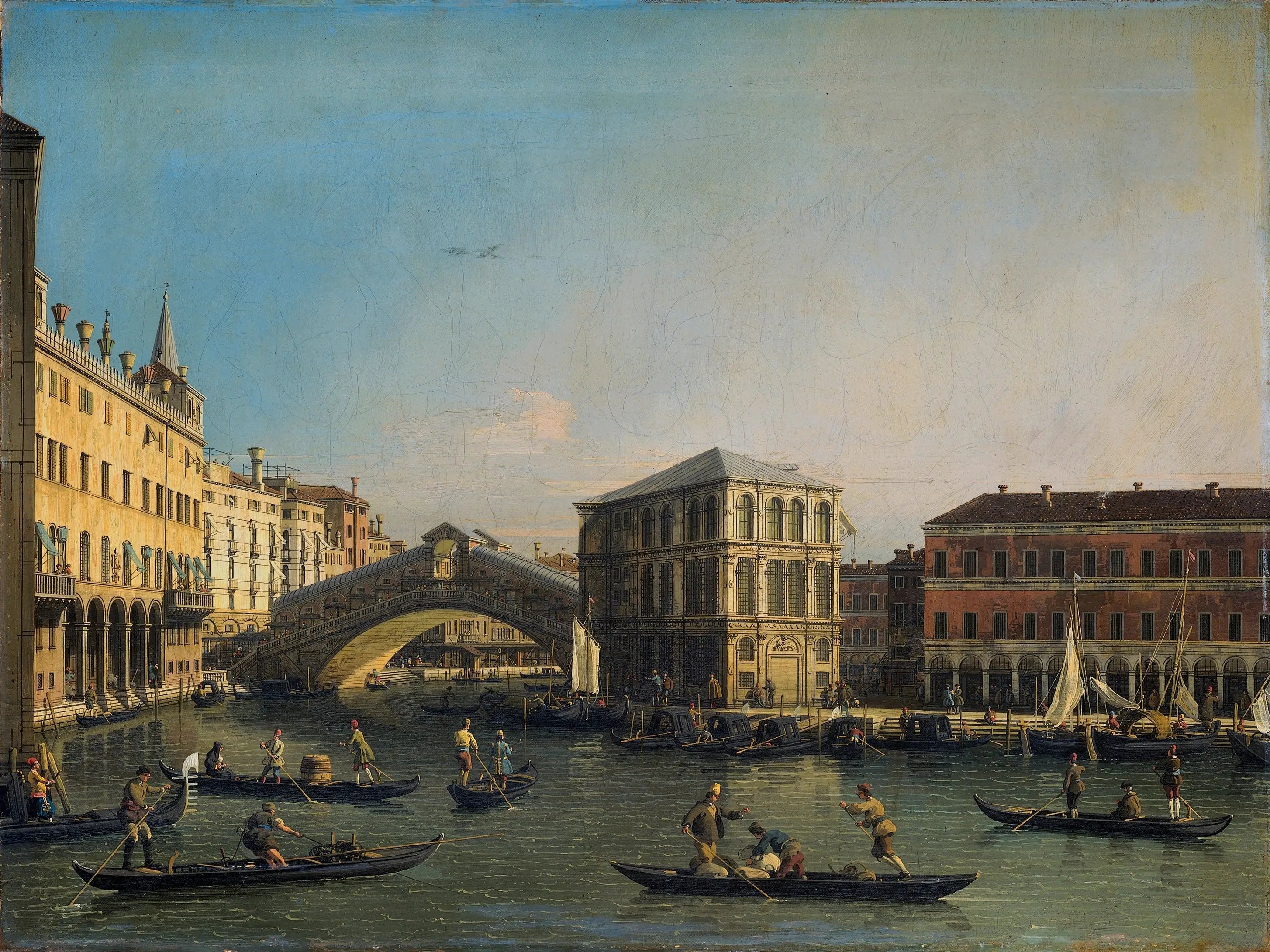 Le Grand Canal avec le pont du Rialto et le fondaco dei Tedeschi - Canaletto - Alpha Reproduction
