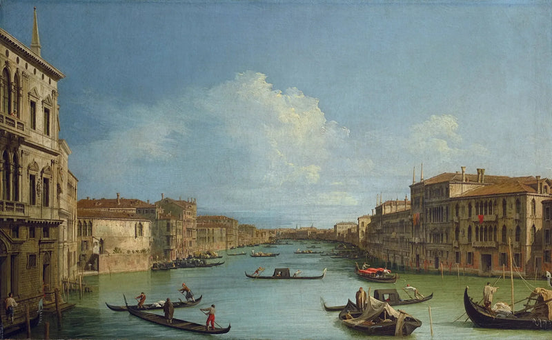 El Gran Canal, desde Ca' Foscari hacia el puente del Rialto - Canaletto