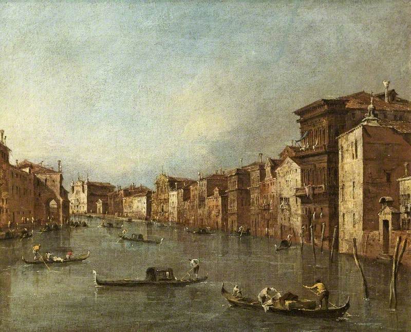 El Gran Canal, Venecia, Italia, en dirección a Santa Maria degli Scalzi y Santa Lucia - Francesco Guardi