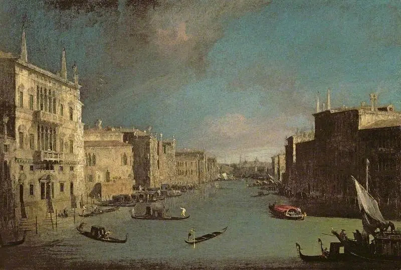 El Gran Canal, Venecia, vista hacia el noreste desde el Palazzo Balbi hasta el puente del Rialto - Canaletto