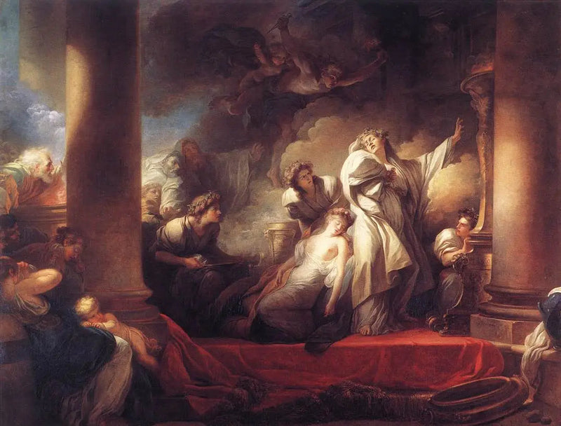 El gran sacerdote Corés se sacrifica para salvar a Calíroe - Jean-Honoré Fragonard