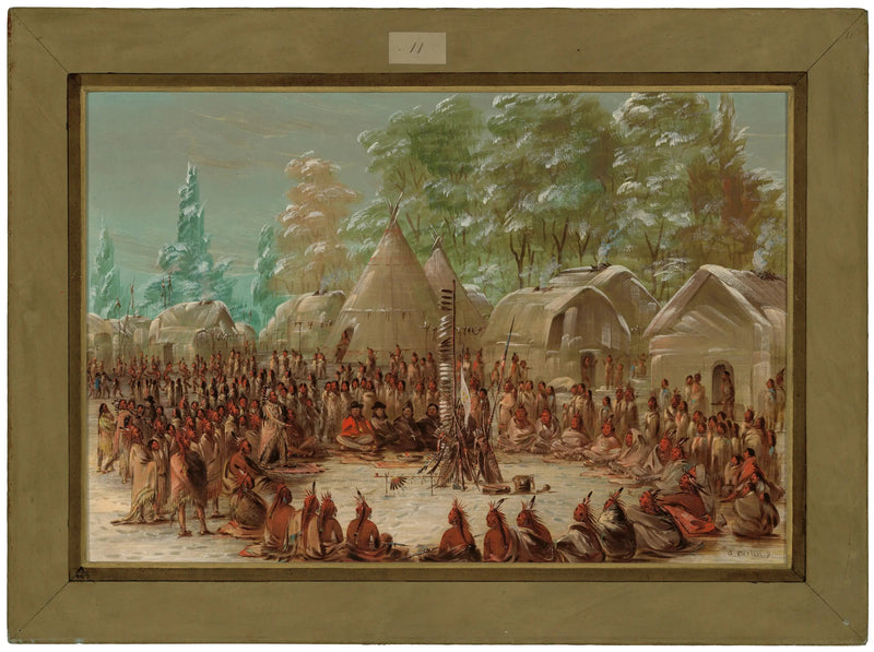 El grupo de La Salle celebró en el pueblo de Illinois. 2 de enero de 1680 - George Catlin