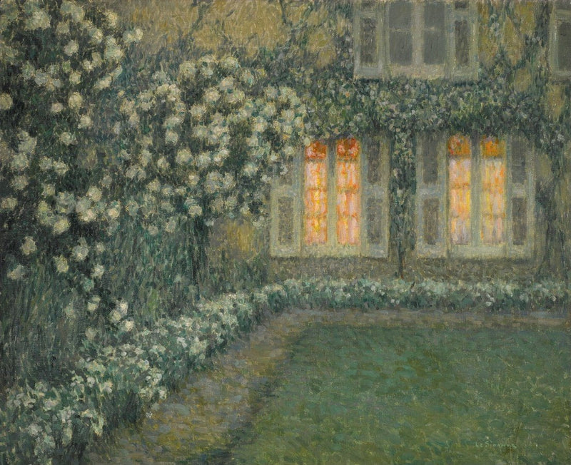 El jardín blanco al atardecer - Henri Le Sidaner