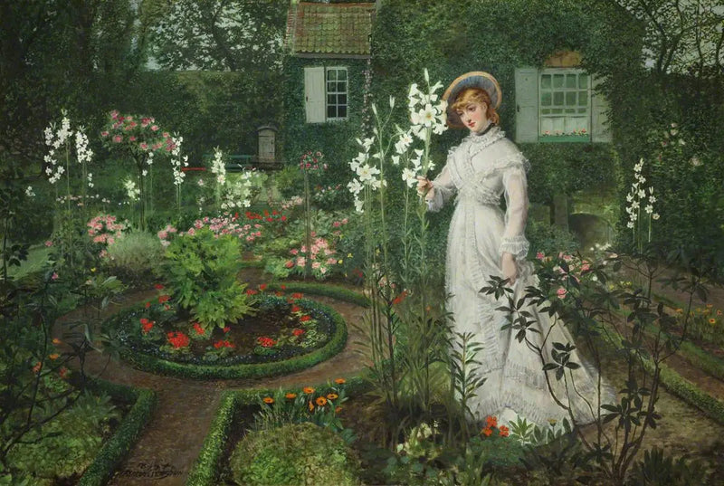 El Jardín del Rector, Reina de los Lirios - John Atkinson Grimshaw