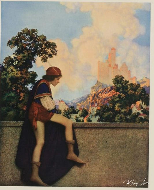 Le Knave of Hearts regarde Lady Violetta partir - Maxfield Parrish - Reproductions de tableaux et peintures haut de gamme