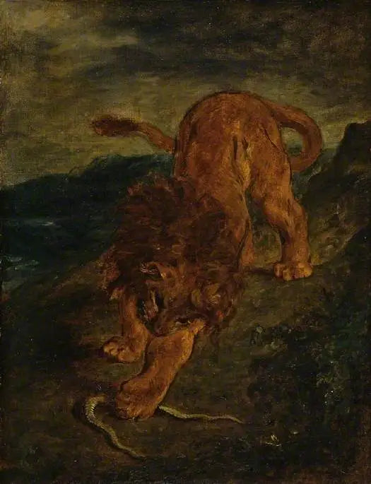 El León y la Serpiente - Eugène Delacroix