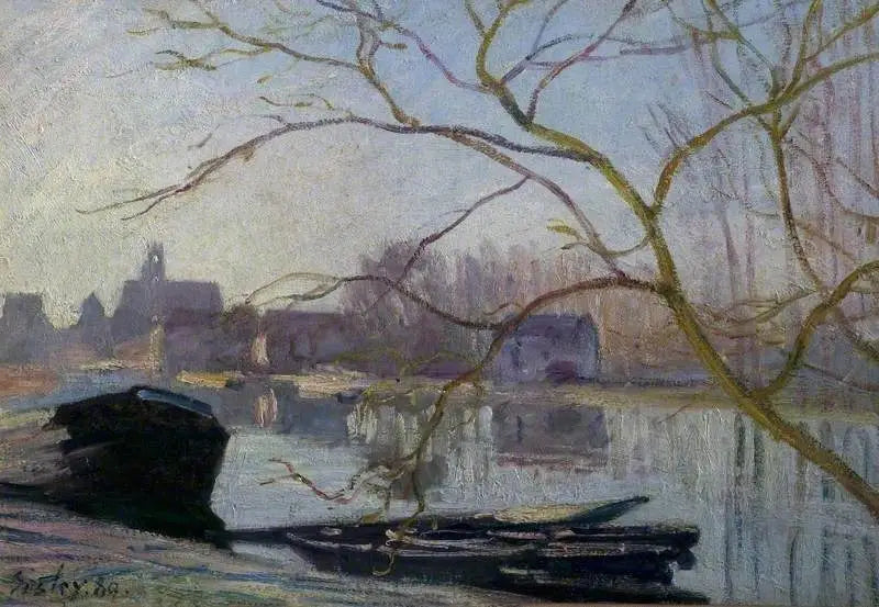 El Loing, gelée blanche - Alfred Sisley