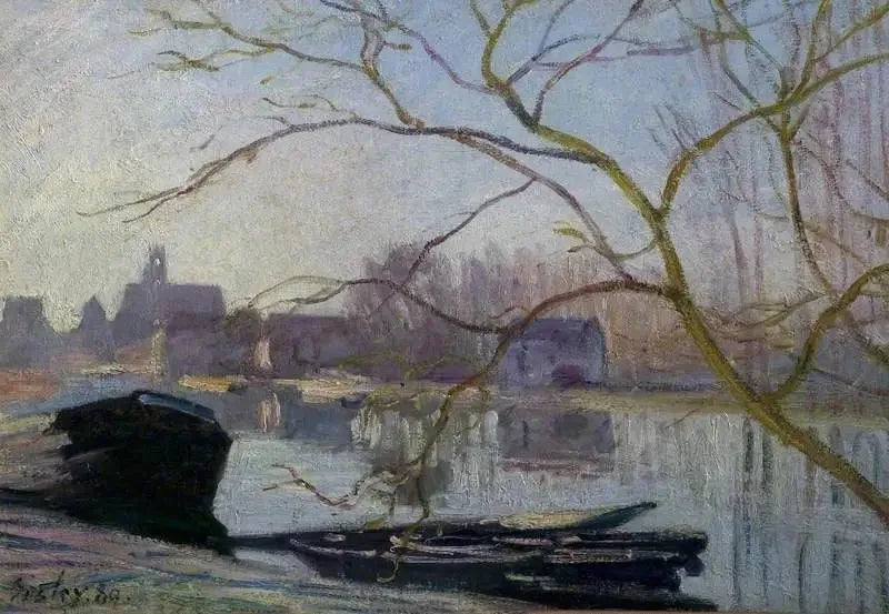 El Loing, gelée blanche - Alfred Sisley