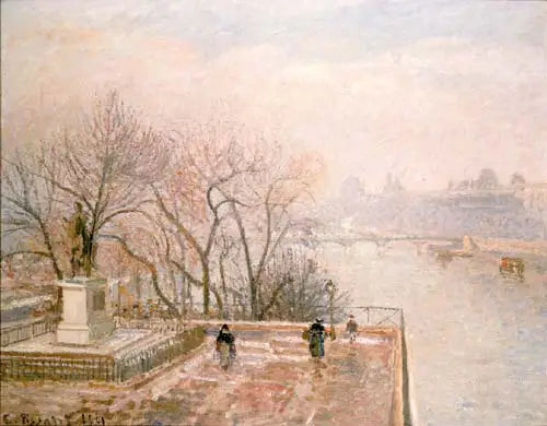 El Louvre, Puesta de sol, Escarcha (Segunda Serie) - Camille Pissarro