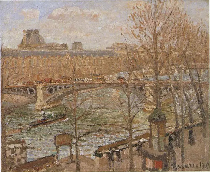 El Louvre y el puente del Carrousel, sol - Camille Pissarro