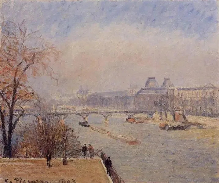 El Louvre, mañana, bruma de marzo - Camille Pissarro