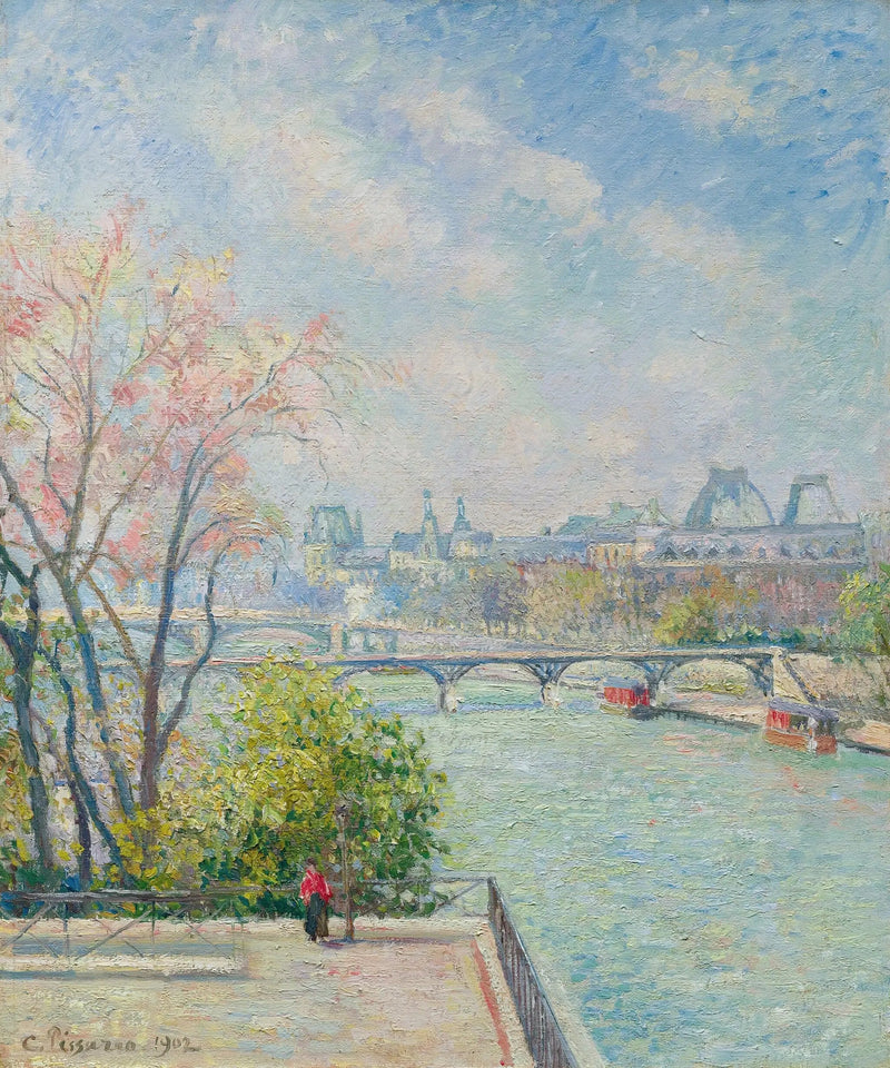 El Louvre, mañana, primavera - Camille Pissarro